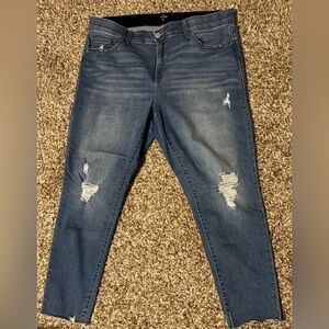 -NWOT Lularoe Skinny Denim Jeans Distressed Size 38 Distressed Ankle